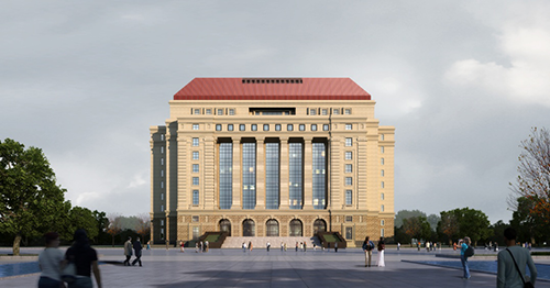 青島市副市長徐振溪視察青島中建聯(lián)合代建的山東大學(xué)青島校區(qū)圖書館工程(圖1)